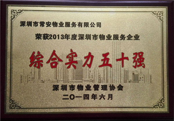 深圳市物業(yè)服務企業(yè)綜合實力五十強